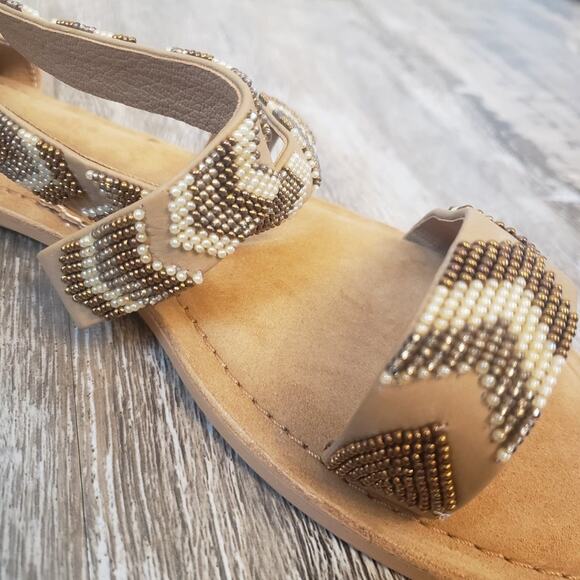 Aspiga Hand Crafted Women's Tan Carrie Beaded Sandals Size 8.5 (40) - Picture 7 of 8